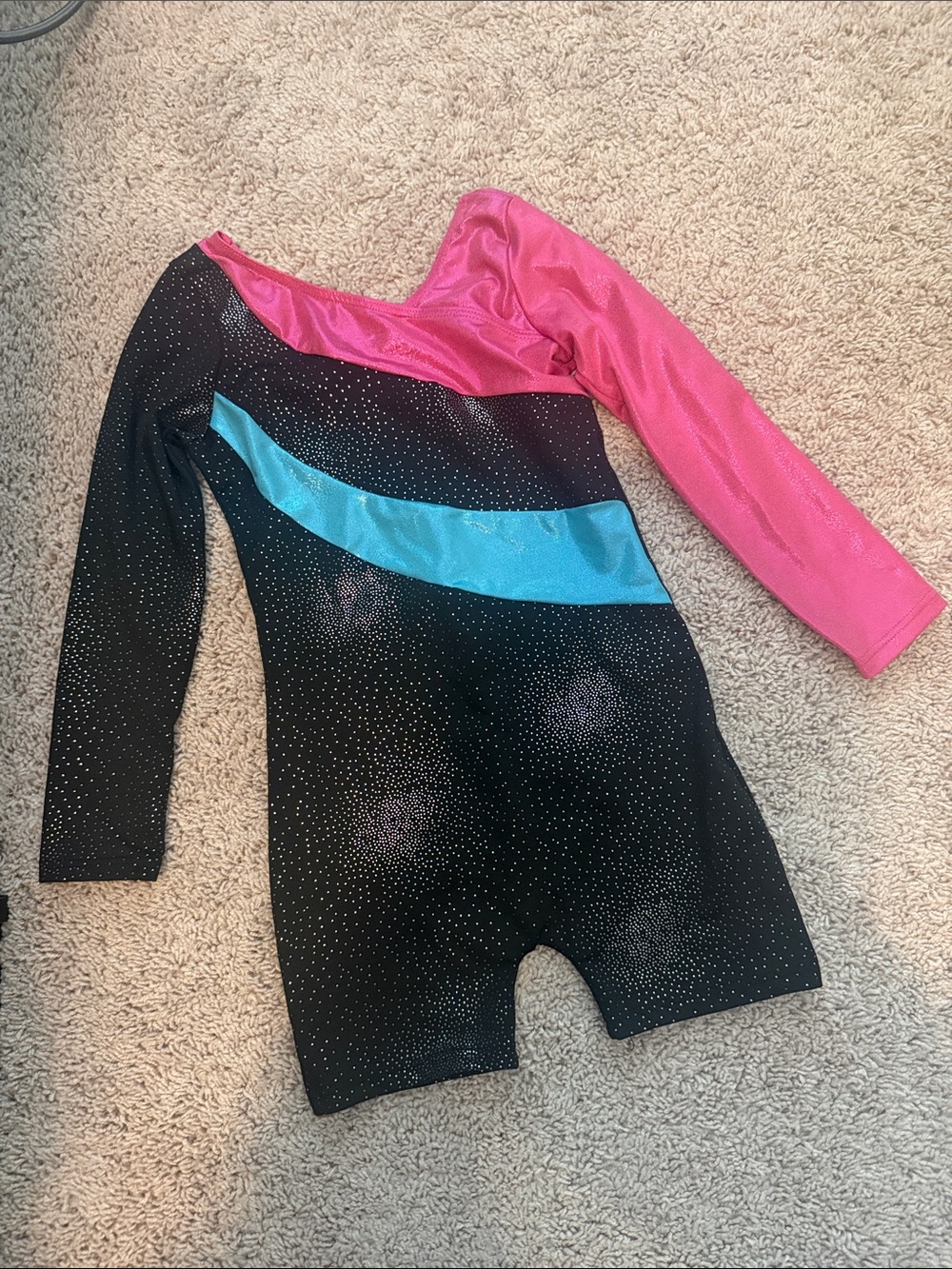 Kids Sparkle One-Piece Leotard in Black, Pink & Blue